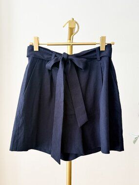 Antonio Melani Navy Linen Belted High Waist Shorts NWT | Size 4